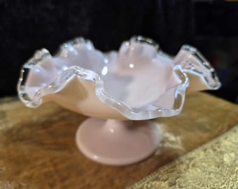PERFECT Fenton Pastel Pink Fenton Milk Glass Hobnail Fluted
