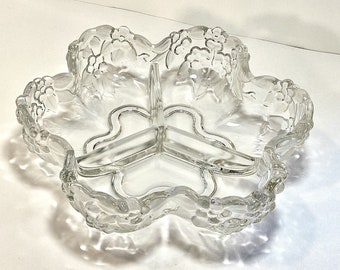 Elegant Crystal Serving Dish - Vintage German Pressed Glass Sectional Platter
