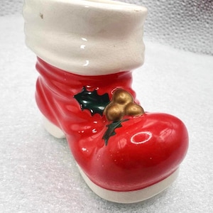 Cute Little Santa Boot - Vintage Japan Made Midcentury Red Christmas Shoe