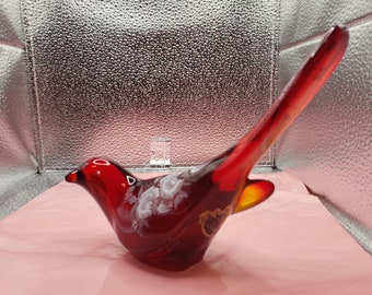 Fenton Bird of Happiness in Elegant Rich Ruby Red Glass, Amberina