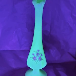Vintage Swung Lip Fenton Glowing Satin Pink Blossoms on Custard Glass Vase HAND PAINTED Elegant Floral Design signed by JK Kisner 8”