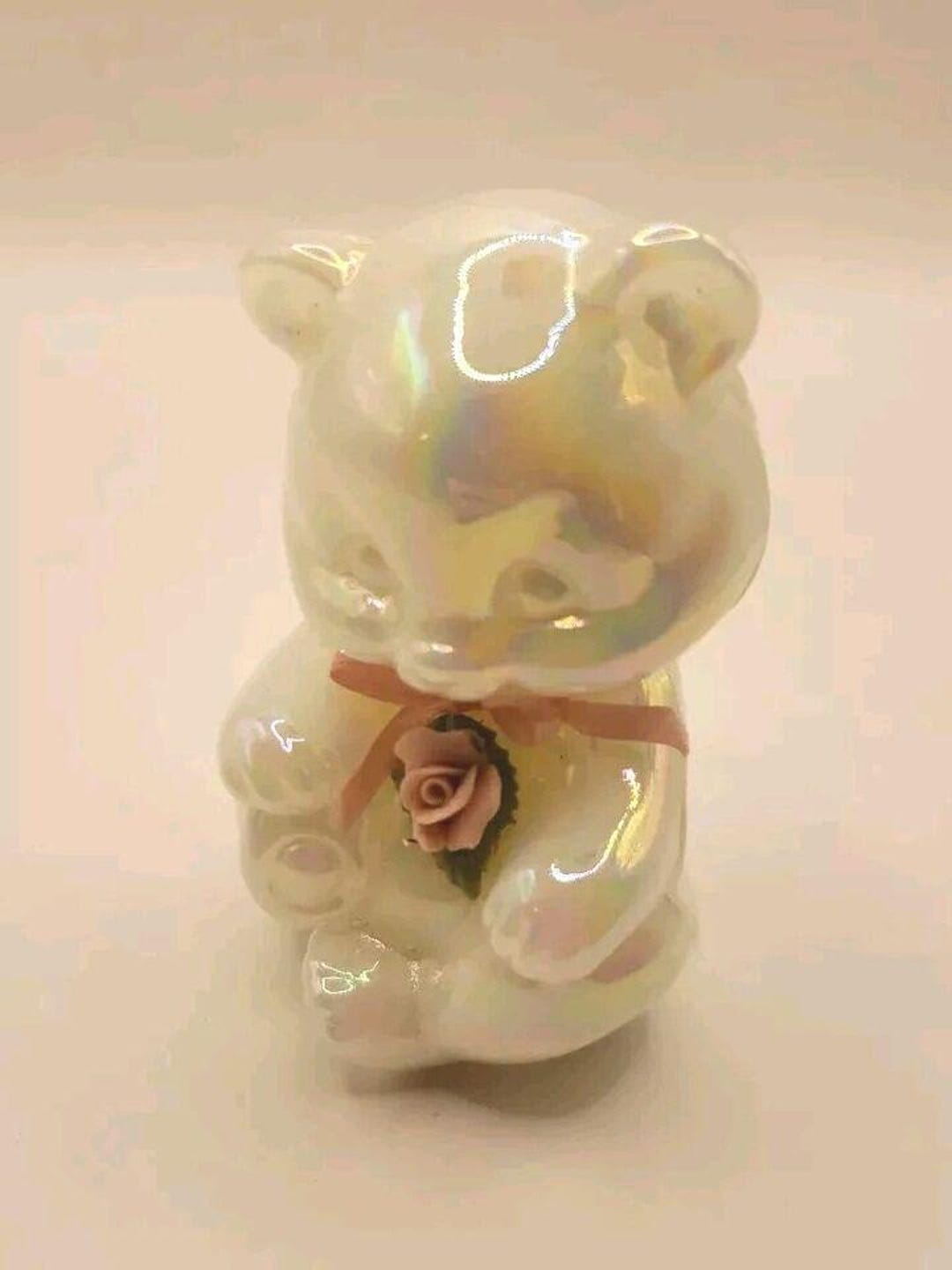 Vintage Opalescent Glass Fenton Bear Miniature Figurine - Rare