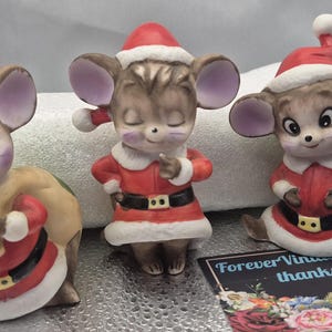Sweet Santa mice, three little vintage mice all dressed up for Christmas!
