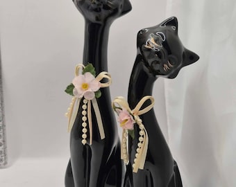 Retro Kitsch Black Kitty Cat Ceramic Figurine Ornament - Etsy