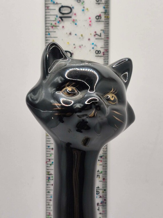 Vintage BLACK CATS Pottery 2 Kitschy Long Neck MCM Cat & Kitten