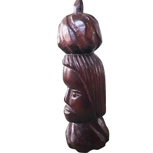 Hand-carved Wood African Bust Sculpture - Mahogany Iron Stained Statue 11x3" - Traditional Africa Culture Relic 4.9 (313)