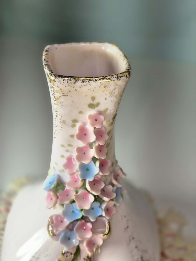 Elegant Baby Pink Bud Vase by Lefton China with Delicate Porcelain Flowers image 3