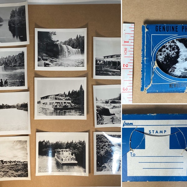 Antique Michigan Souvenir of Collectible Rare Kodak Postal Photographs 10 Velox Pictures of Tahquamenon River and Falls in Newberry