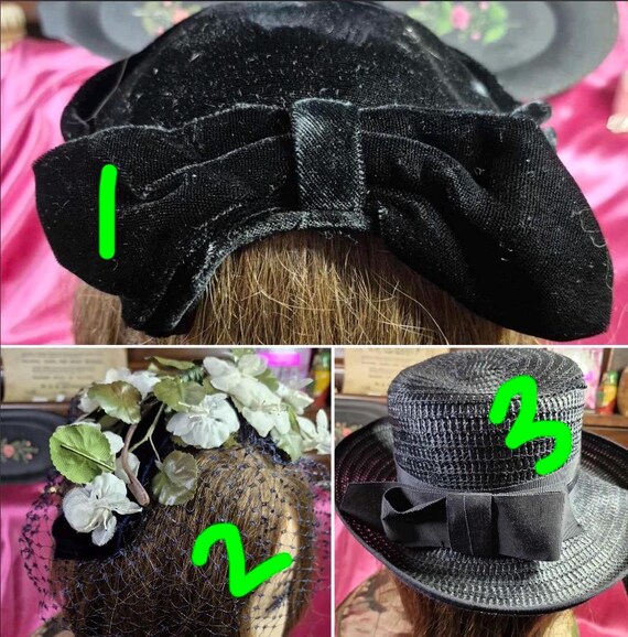Vintage Hats - Black Velvet Calot or Juliet Hat, … - image 2