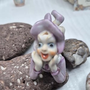 ZELDZAME Paarse Pixie - MCM Miniatuur Elfje/Fee in Lavendel JAPAN jaren 1940 Vintage