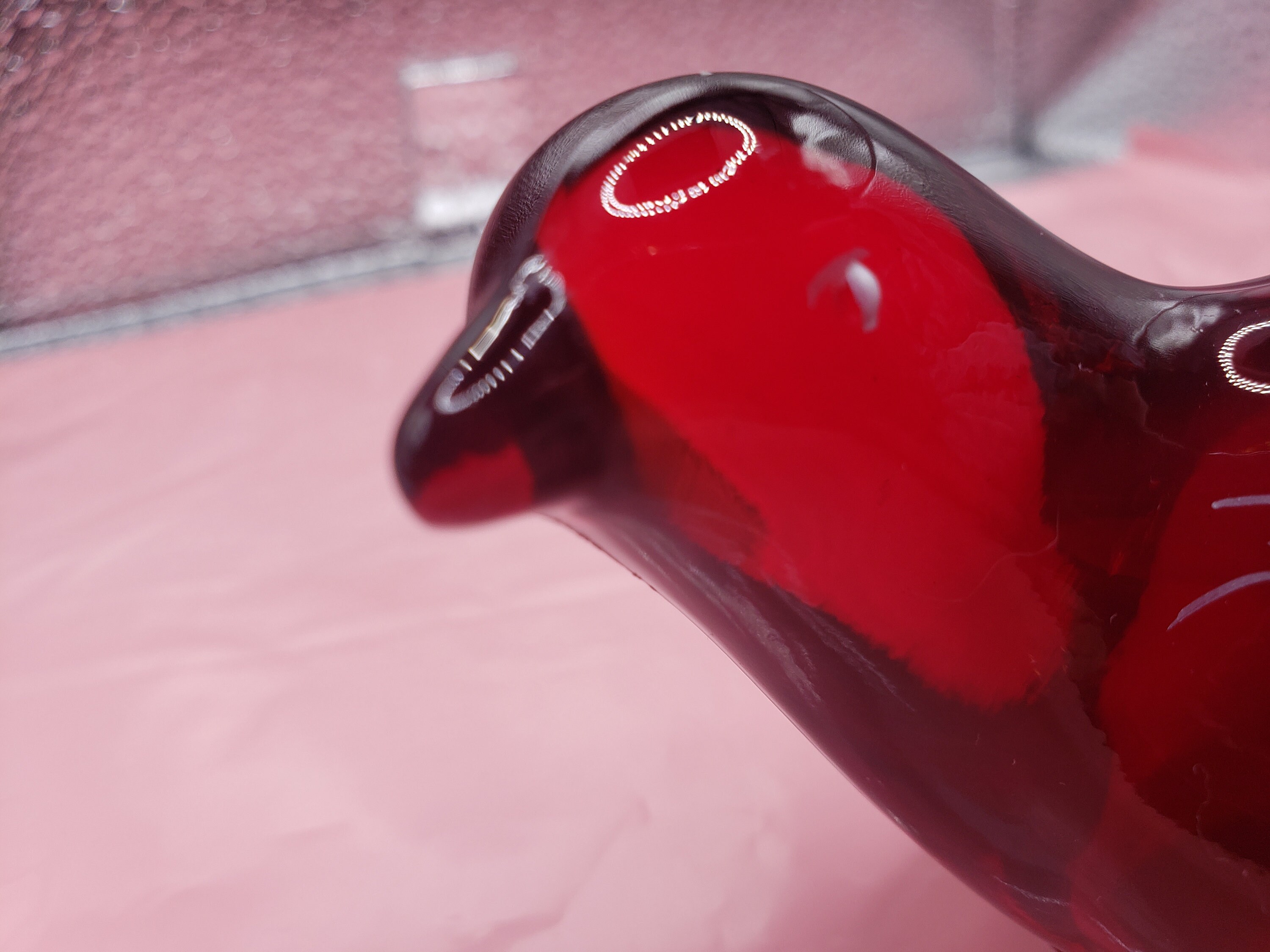 Fenton Bird of Happiness in Elegant Rich Ruby Red Glass, Amberina