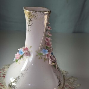 Elegant Baby Pink Bud Vase by Lefton China with Delicate Porcelain Flowers image 4