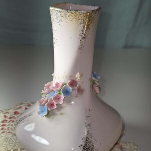 Elegant Baby Pink Bud Vase by Lefton China with Delicate Porcelain Flowers image 10