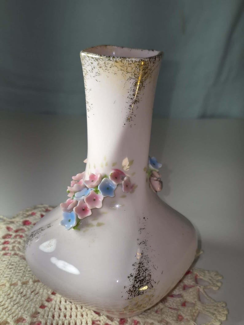 Elegant Baby Pink Bud Vase by Lefton China with Delicate Porcelain Flowers image 10