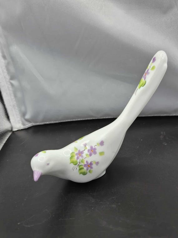 Fenton Milk Glass Bird of Happiness Purple 'violets in the Snow