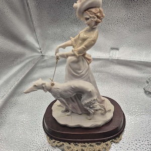 Lady Walking Dog Figurine - Etsy