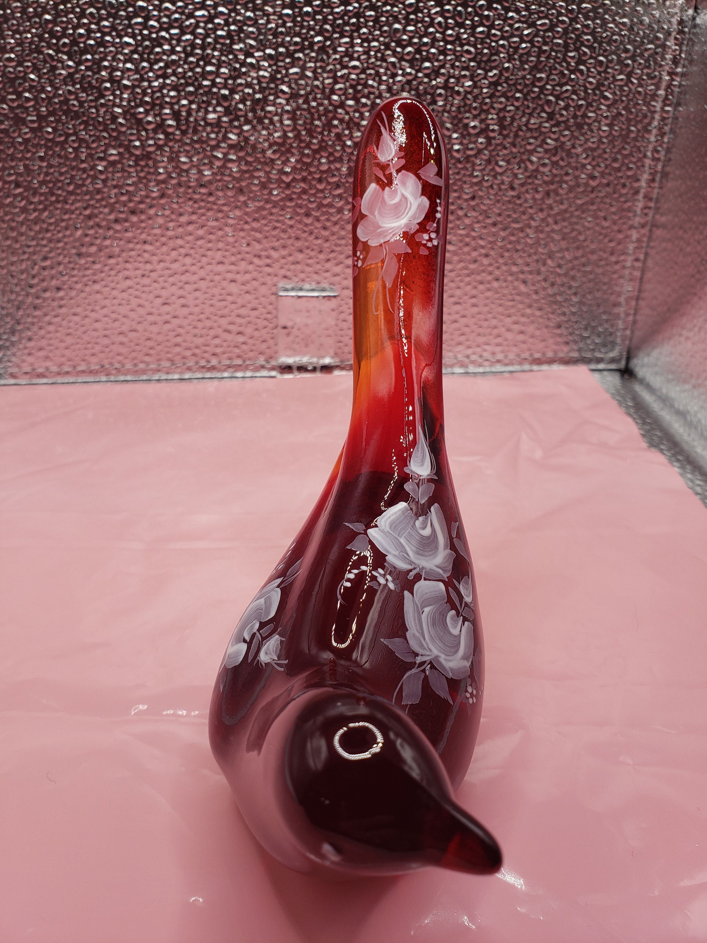 Fenton Bird of Happiness in Elegant Rich Ruby Red Glass, Amberina