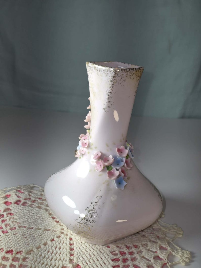 Elegant Baby Pink Bud Vase by Lefton China with Delicate Porcelain Flowers image 9