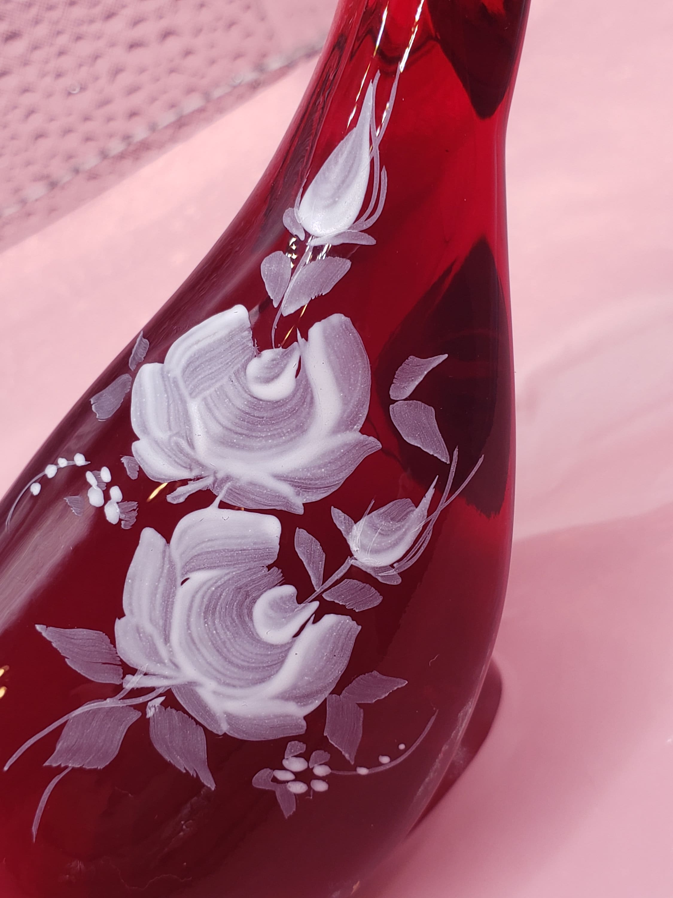 Fenton Bird of Happiness in Elegant Rich Ruby Red Glass, Amberina