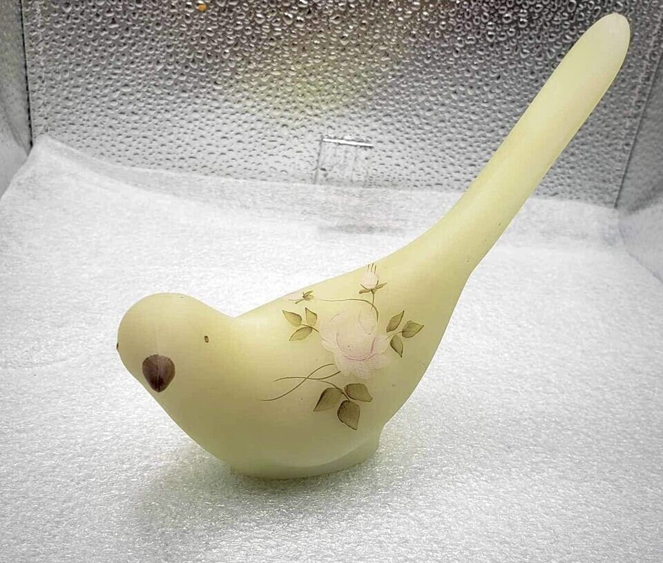 Vintage Fenton Bird of Happiness Hand-painted RARE Pink Rose Vintage Fenton Bird of Happiness Hand-painted RARE Pink Rose