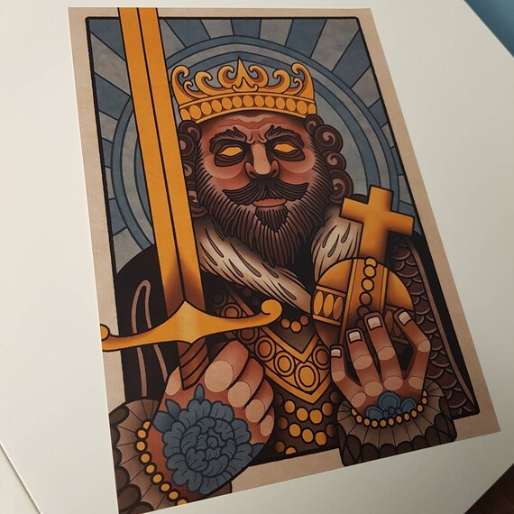 A3 Neotraditional King Tattoo Print - Etsy