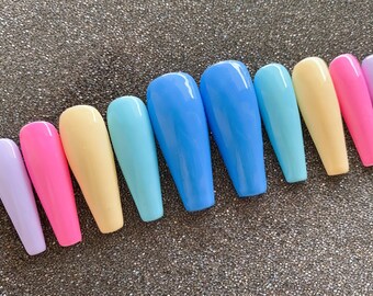 picture Pastel Rainbow Fake Nails rainbow fake nails etsy