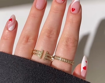 Cute Valentines Nails | Fake Nails | Press On Nails | Glue On Nails