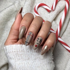 Christmas nails design Press On Nails Fake Nails image 1