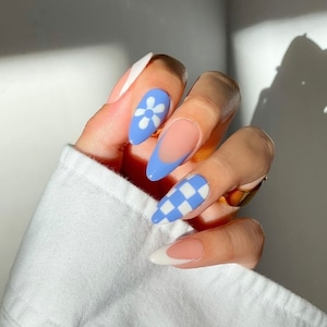 Blue Nails Design | Fake Nails | Glue On Nails | Press On Nails