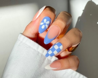 Blue Nails Design | Fake Nails | Glue On Nails | Press On Nails