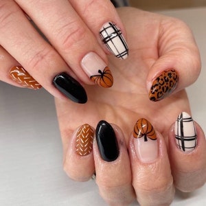 Fall Nails| Pumpkin Nails | Fake Nails | Press On Nails | Glue On Nails