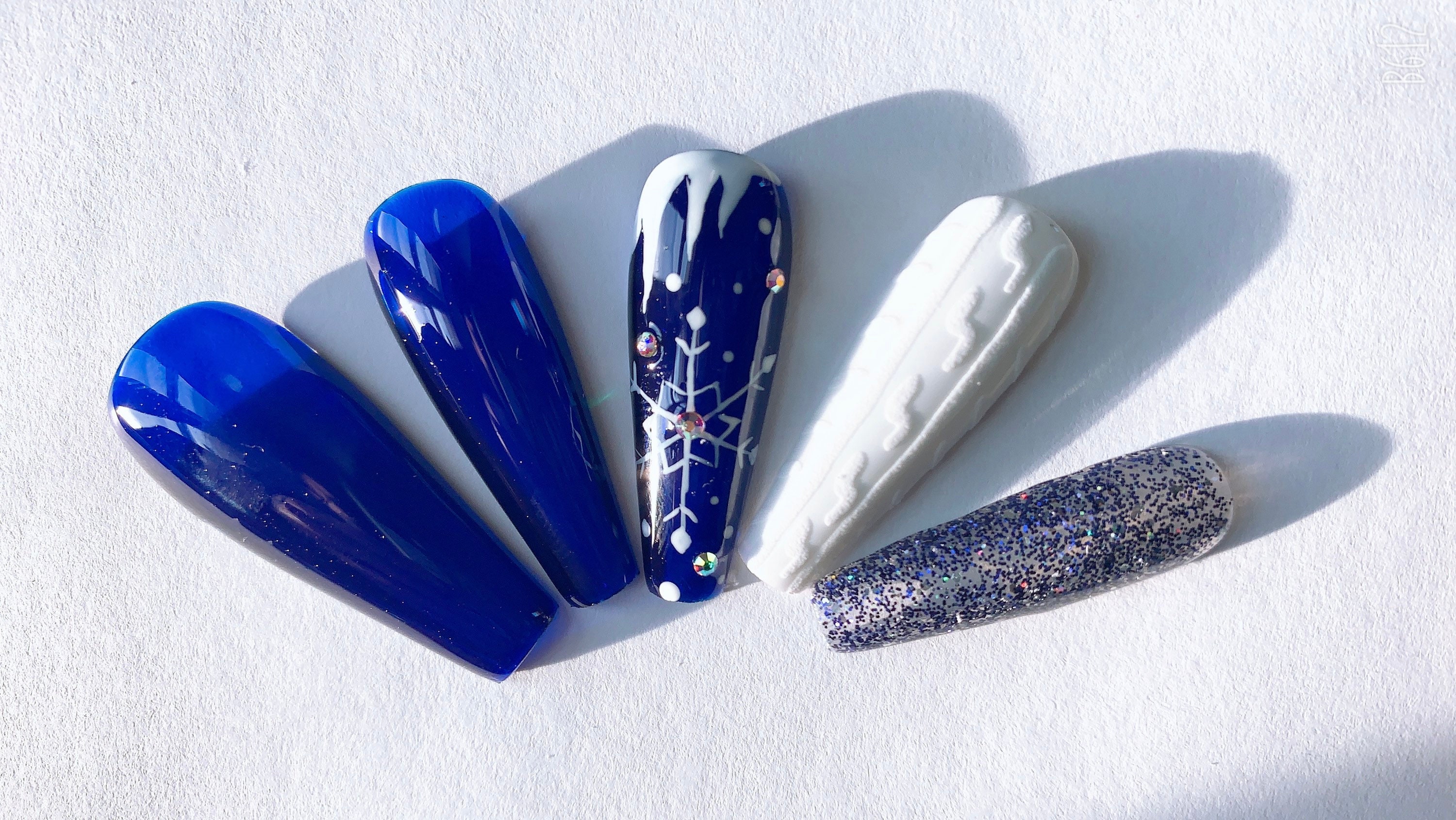Blue Christmas Nails 3d Design Snowflakes Design Press - Etsy Israel