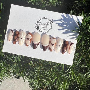 Fall Brown Nails design | Fake Nails | Glue On Nails | Press On Nails | Fall Nails