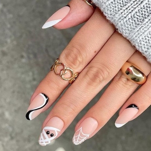 White Halloween Nails Design Ghost Nails Press on Nails Etsy