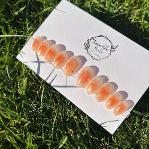 Orange Hot Trend Nails Design | Fake Nails | Press On Nails | Glue On Nails