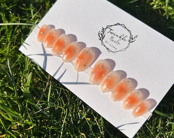 Orange Hot Trend Nails Design | Fake Nails | Press On Nails | Glue On Nails
