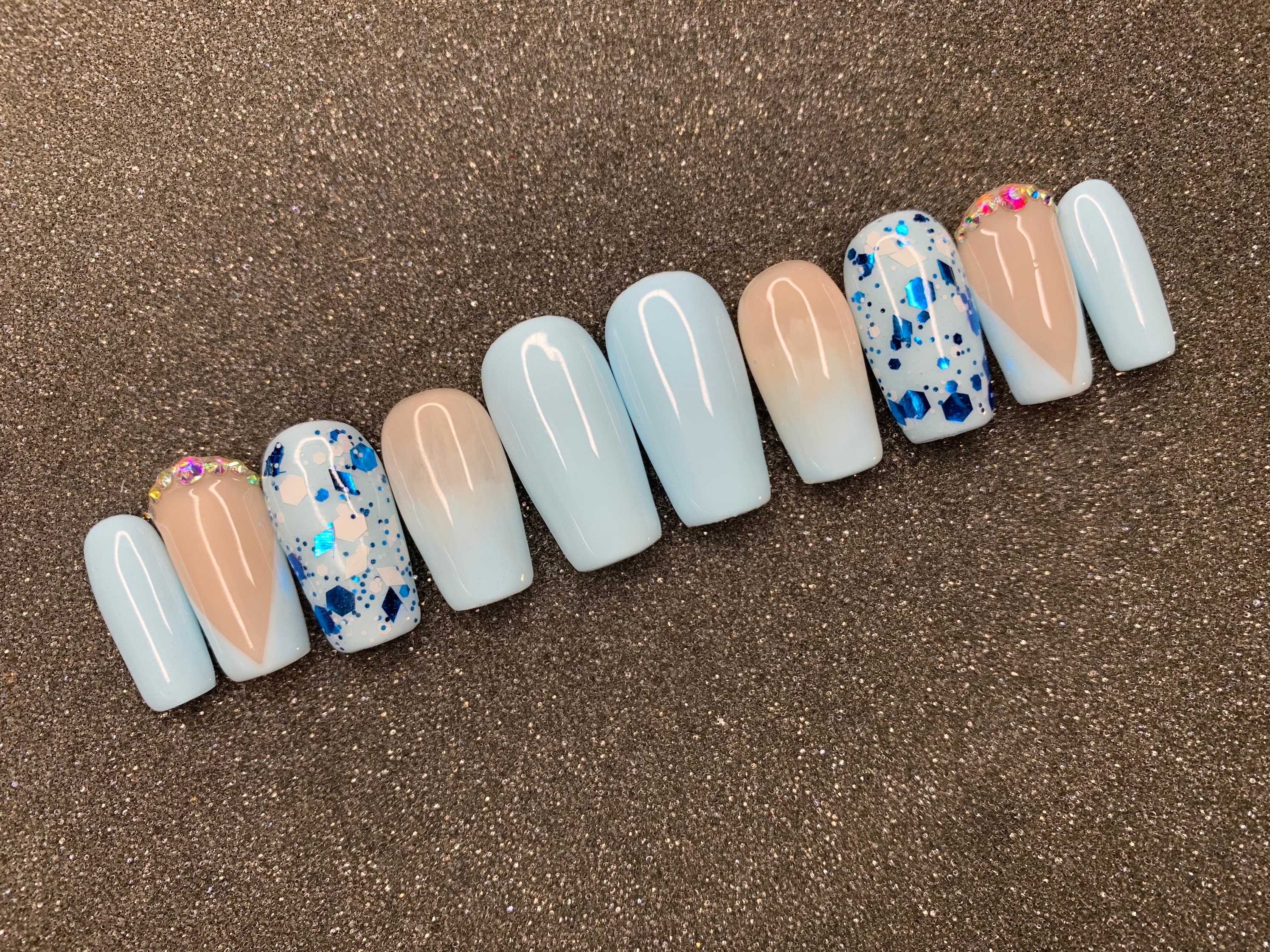 Acrylic Nails For Prom Blue