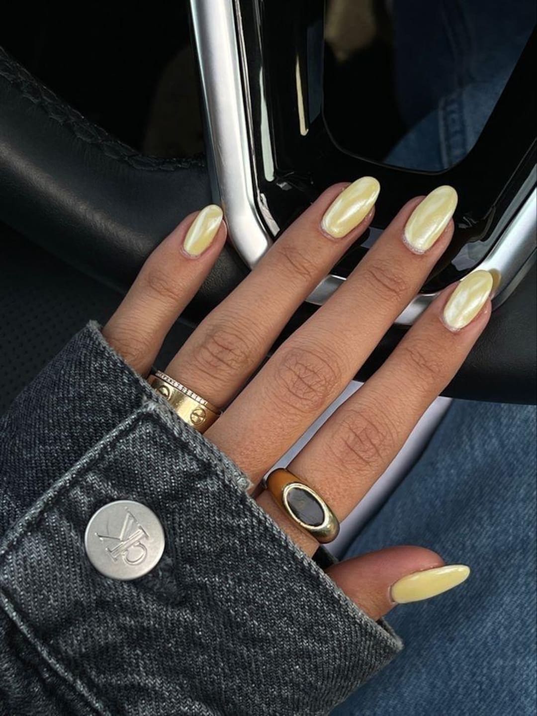 Yellow Chrome Nails Design | Spring Nails | Press On Nails | Fake Nails | Glue On Nails