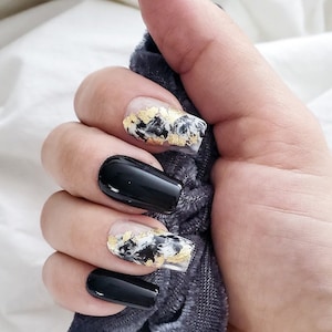 Black Marble Nails | Press On Nails | Fake Nails | Glue On Nails