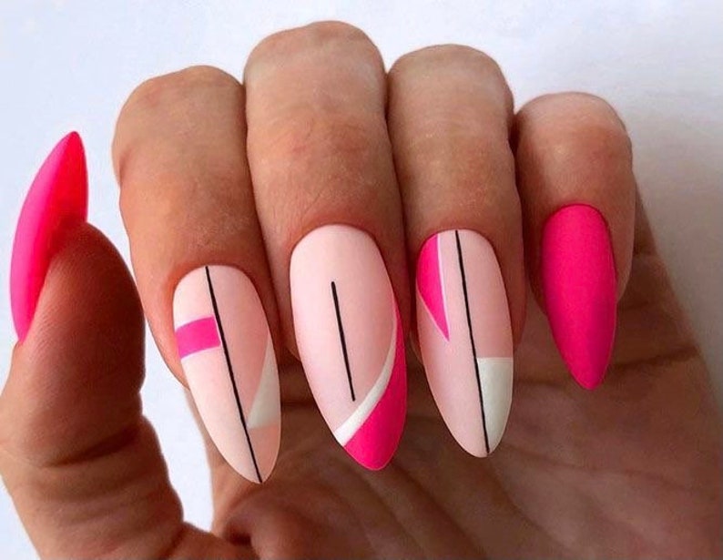 Sweet Pink Nails Nails Design Press On Nails Fake Nails Glue On Nails zdjęcie 1