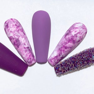 Purple Nails | Marble nails | Press On Nails | Fake Nails