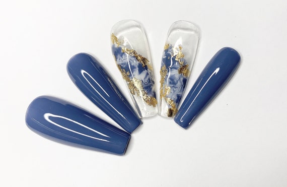 blue grey nail designs