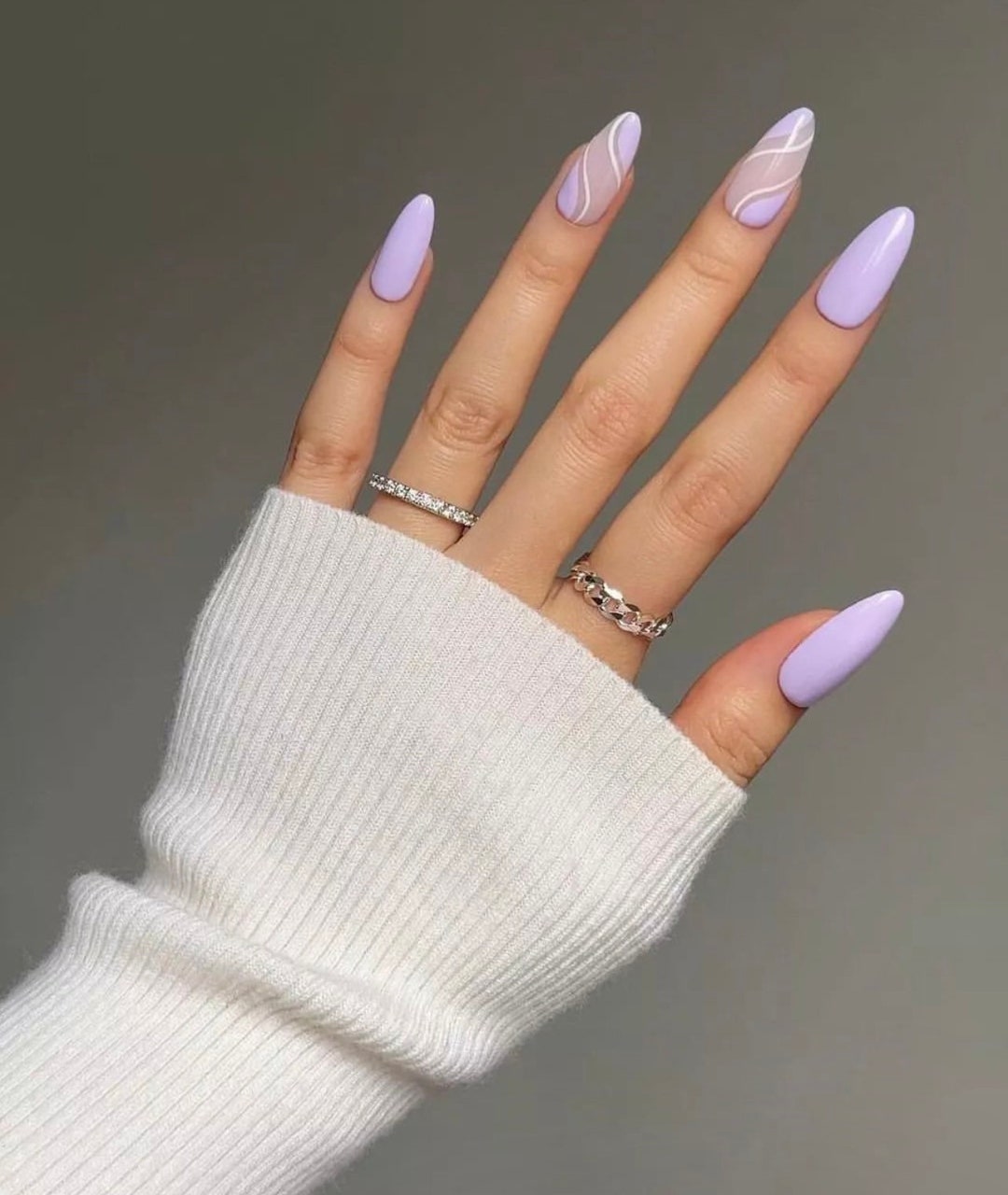 purple almond acrylic nails