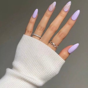 Purple Nails | Line Nails | Fake Nails | Glue On Nails | Press On Nails