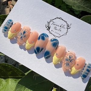 Fall Nails| 3d Trendy Flowers Nails | Fake Nails | Press On Nails | Glue On Nails
