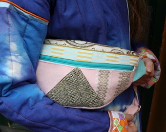 Unique fanny pack, slow fashion bum bag handmade from recycled textiles