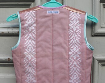 handquilted and reversible childrens vest from recycled fabrics Clothing Unisex Kids Clothing Vests Made to order 