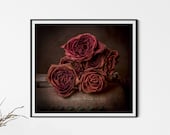 Vintage Style Gothic Wall Art, Dead Roses, Old Typewriter Print, Fine Art Photography, Rose Wall Art