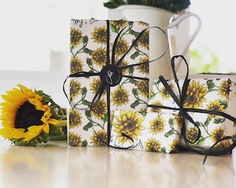 Sunflower wrapping paper - Uplifting, gift, present, illustration wrapping, watercolour, drawing, crafty, gift wrap