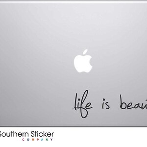 HavenSticks - Lot de 2 Stickers vinyle Life is Beautiful Voitures Camions Murs Windows Ordinateurs portables Noir 2 po. H x 6,75 po. L